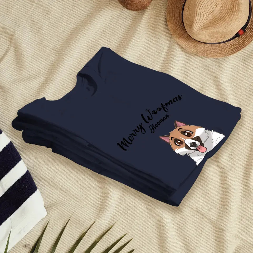 Merry Woofmas Hooman - Custom Name - Personalized Gifts For Dog Lovers - Family T-Shirt