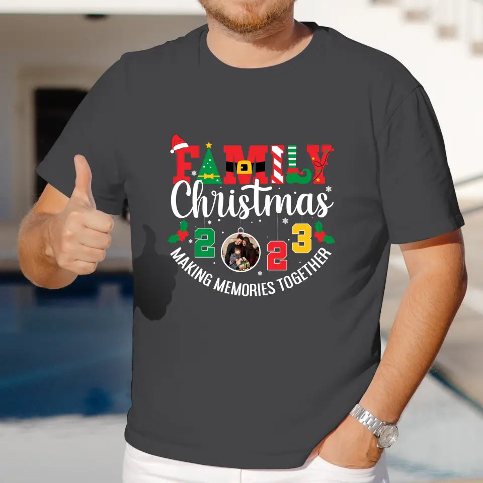 Family Christmas 2023 - Custom Photo -  Personalized Gifts For Family - Family T-Shirt