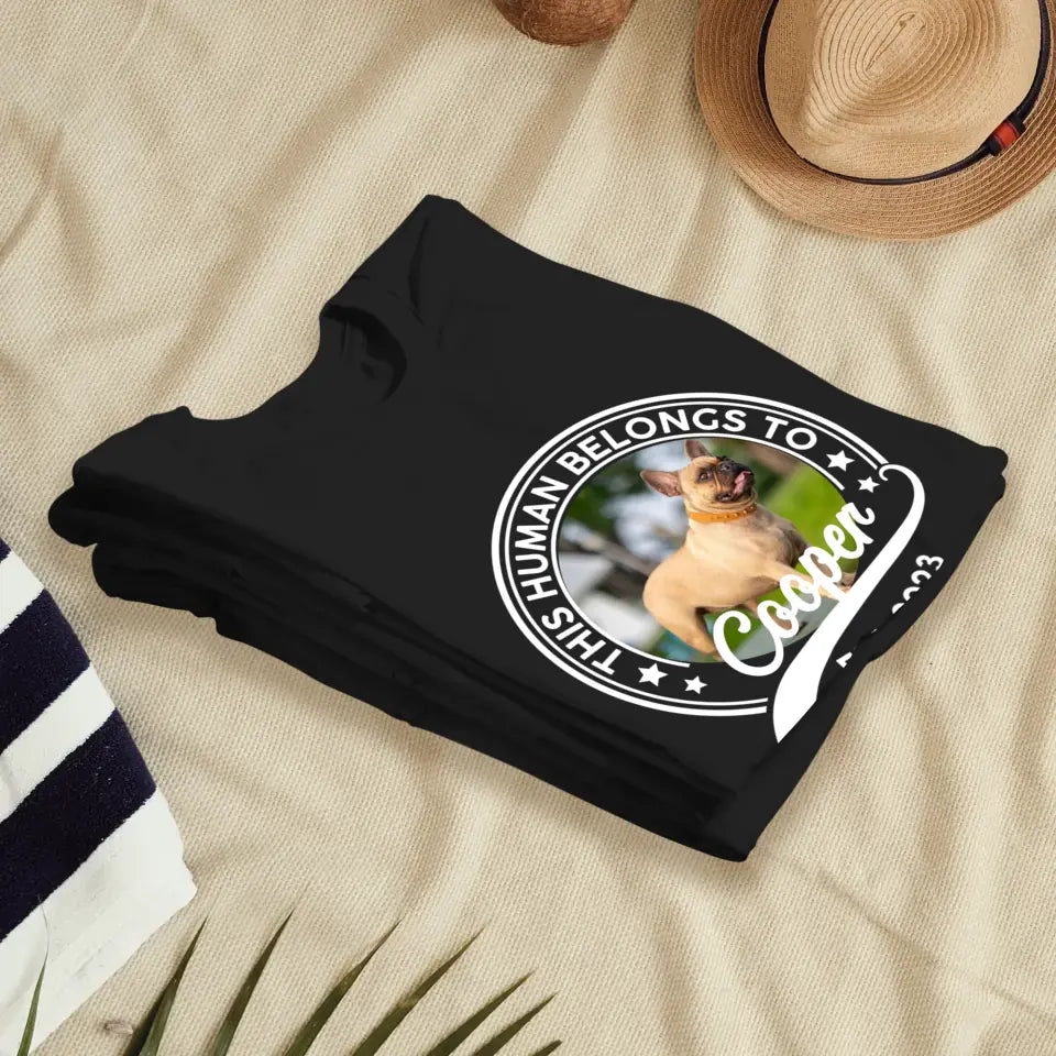 This Human Belongs To Photo - Custom Photo - Personalized Gifts for Dog Lovers - Unisex Sweater