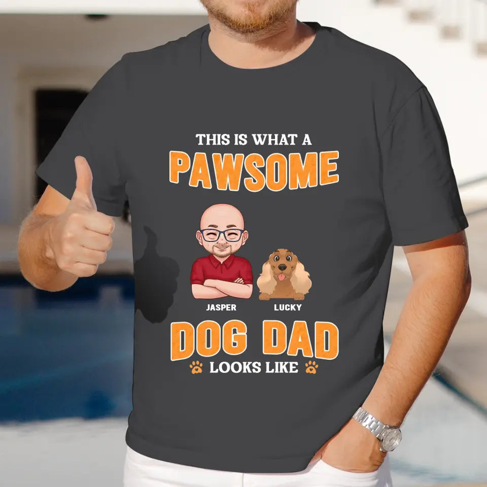 This Is What A Pawsome Dog Dad Looks Like - Custom Name - Personalized Gift For Dog Lovers - Unisex Hoodie