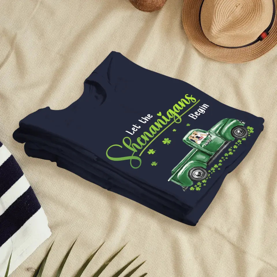 Let The Shenanigans Begin St. Patrick's Day - Custom Name - Personalized Gifts For Dog Lovers - Unisex Hoodie