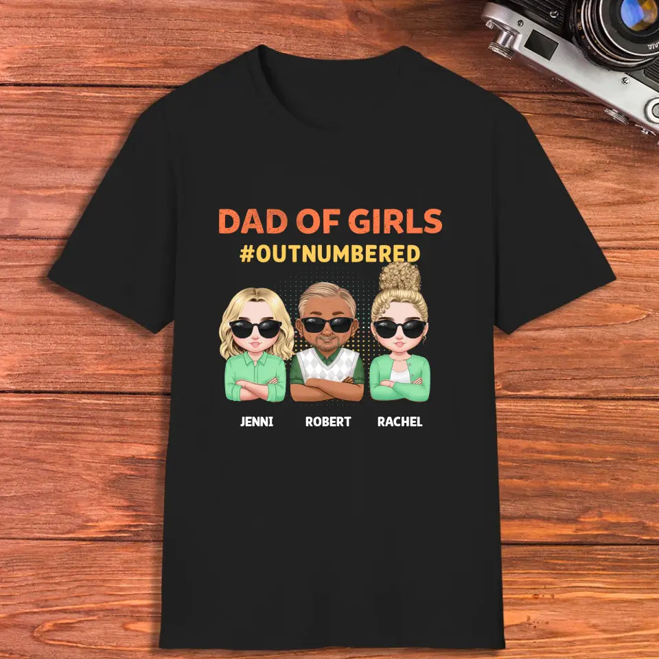 Dad Of Girls Outnumbered - Custom Name - Personalized Gifts For Dad - Hoodie