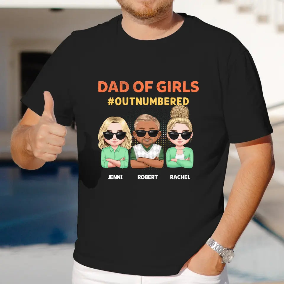 Dad Of Girls Outnumbered - Custom Name - Personalized Gifts For Dad - Hoodie