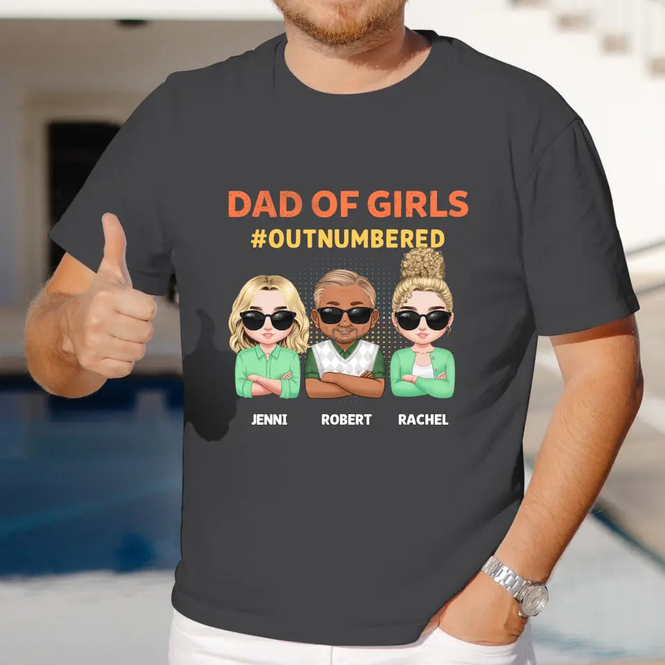 Dad Of Girls Outnumbered - Custom Name - Personalized Gifts For Dad - Hoodie