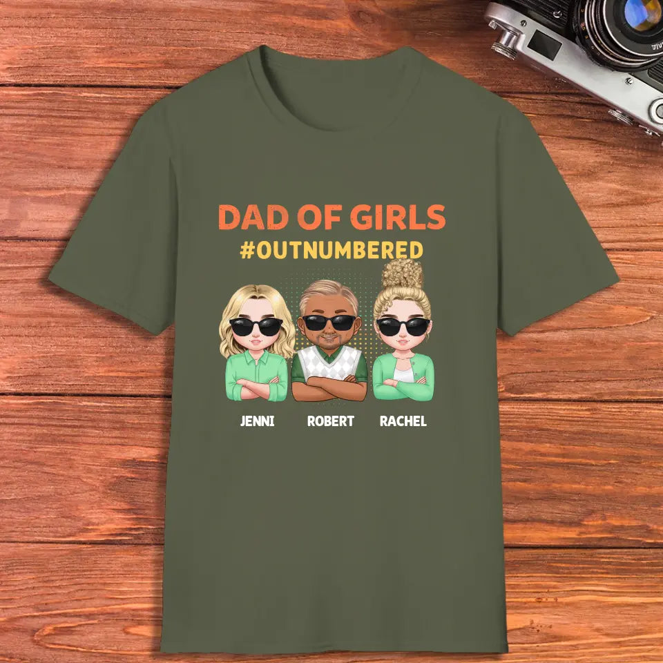 Dad Of Girls Outnumbered - Custom Name - Personalized Gifts For Dad - Hoodie