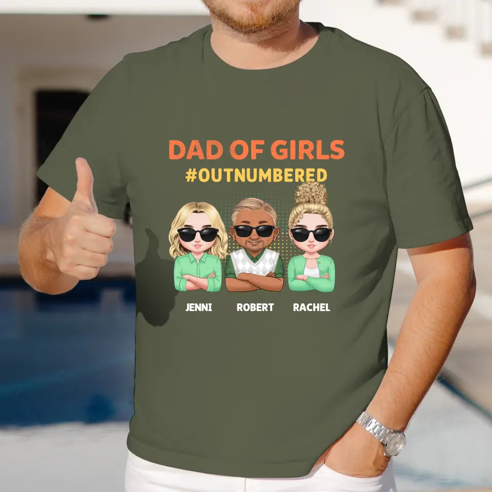 Dad Of Girls Outnumbered - Custom Name - Personalized Gifts For Dad - Hoodie