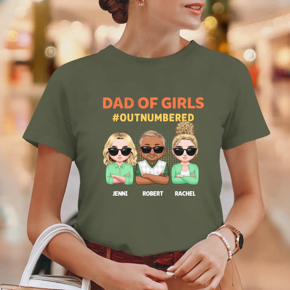 Dad Of Girls Outnumbered - Custom Name - Personalized Gifts For Dad - Hoodie