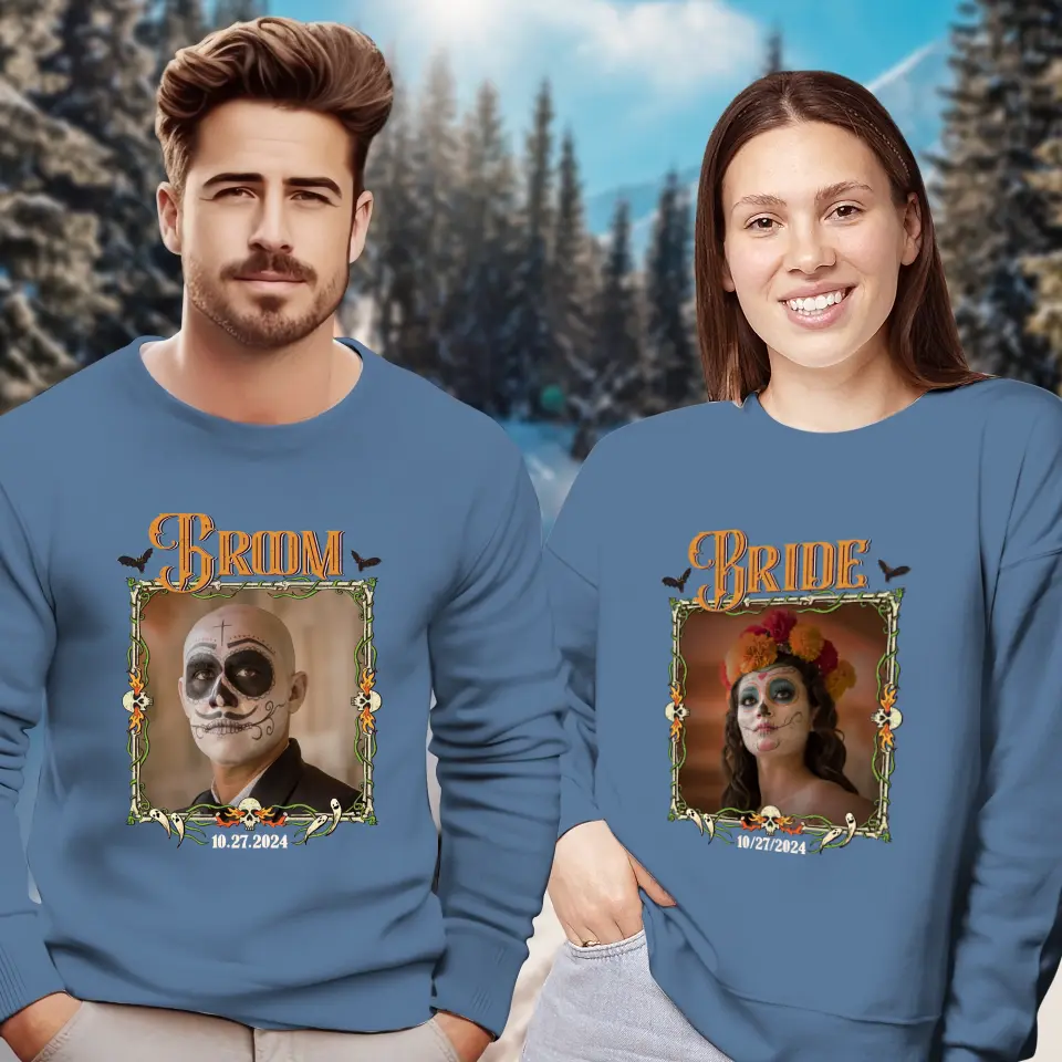 Broom & Bride - Custom Photo - Personalized Gifts For Couple - Sweater