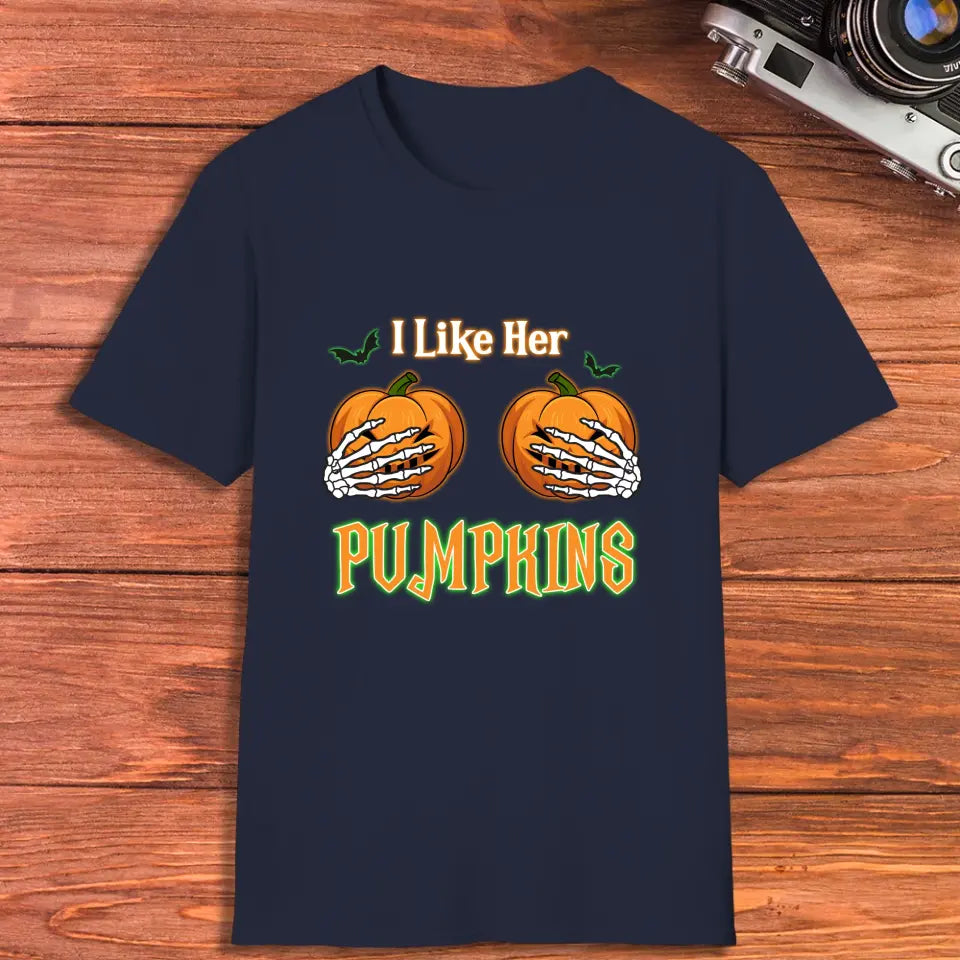 Broomstick & Pumpkins - Custom Pumpkin - Personalized Gifts For Couple - T-shirt