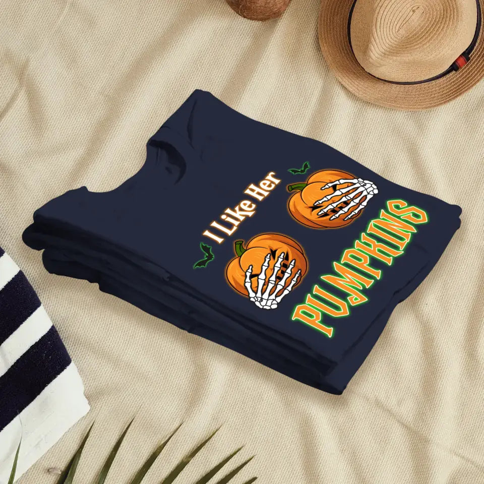 Broomstick & Pumpkins - Custom Pumpkin - Personalized Gifts For Couple - T-shirt