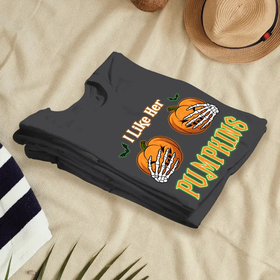 Broomstick & Pumpkins - Custom Pumpkin - Personalized Gifts For Couple - T-shirt