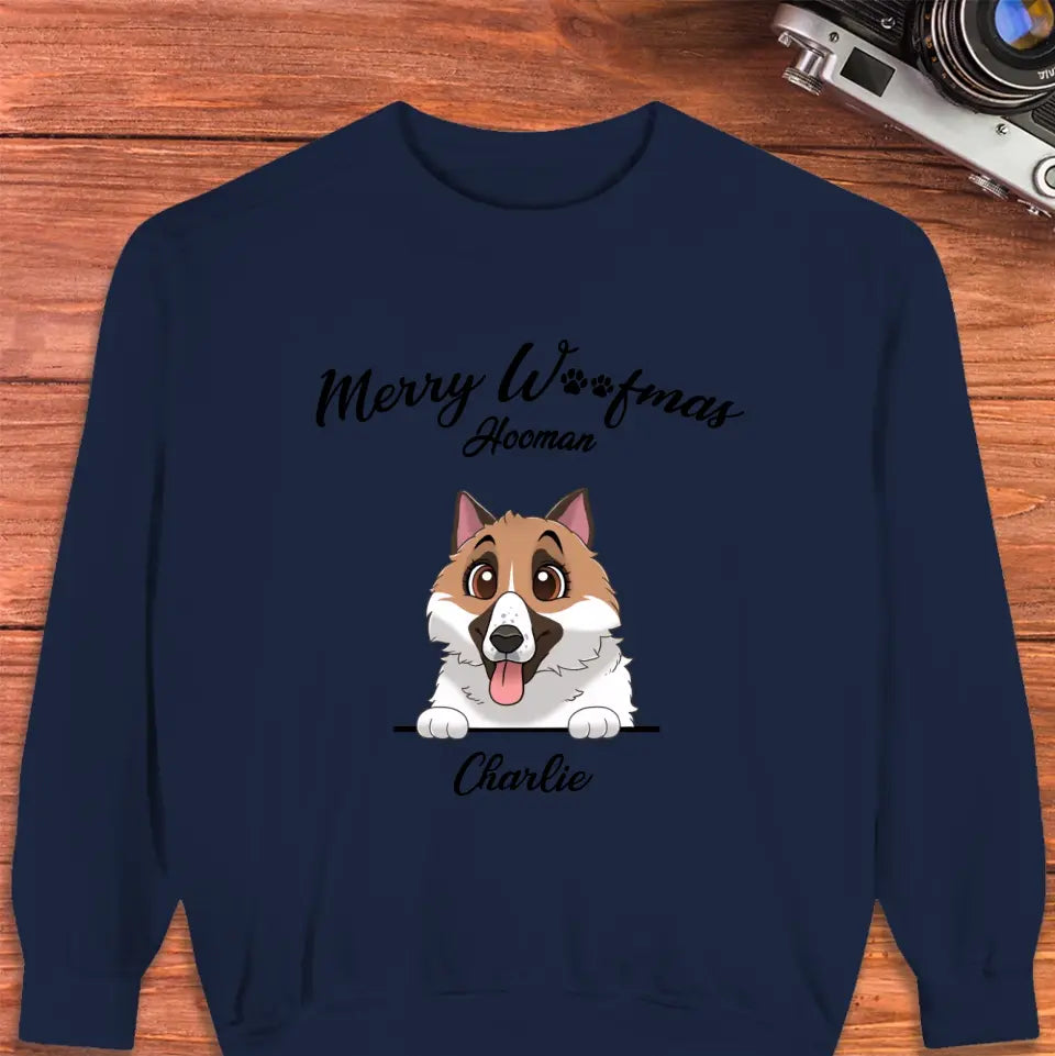 Merry Woofmas Hooman - Custom Name - Personalized Gifts For Dog Lovers - T-shirt