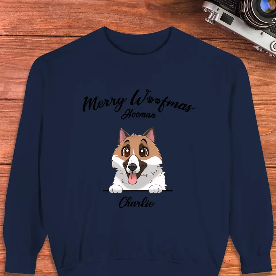 Merry Woofmas Hooman - Custom Name - Personalized Gifts For Dog Lovers - Sweater