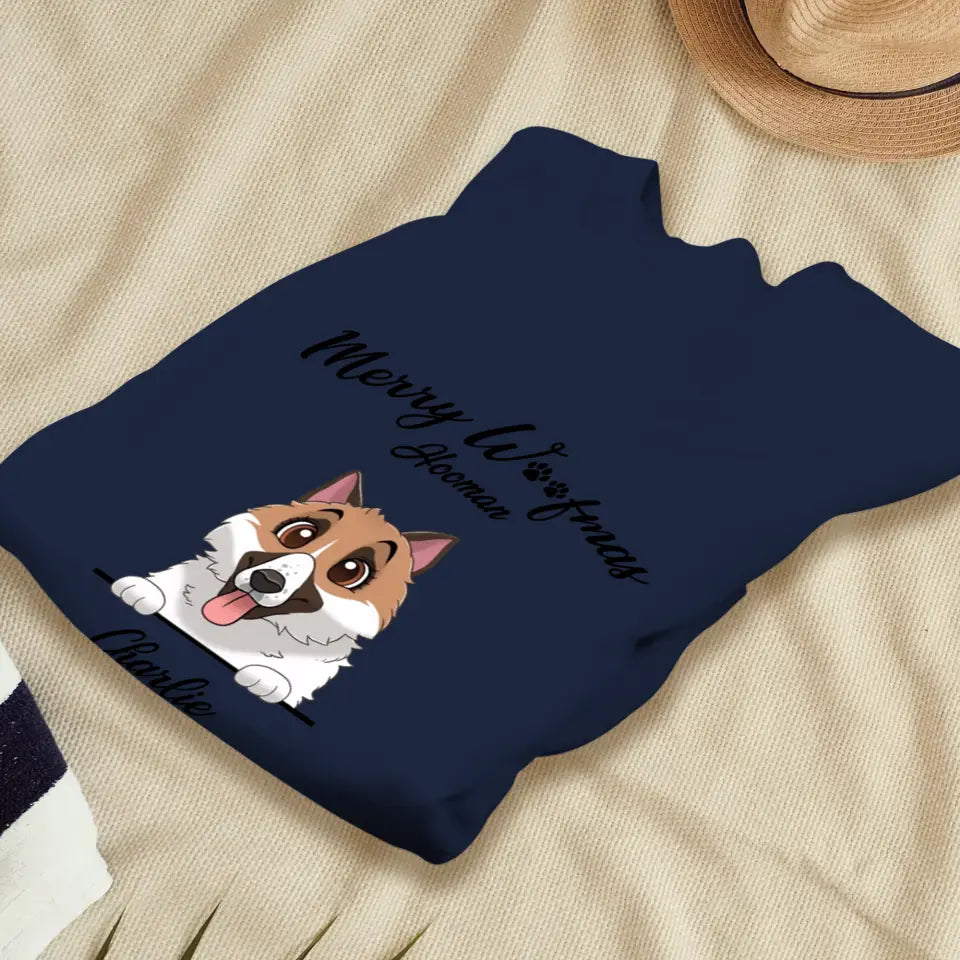 Merry Woofmas Hooman - Custom Name - Personalized Gifts For Dog Lovers - T-shirt