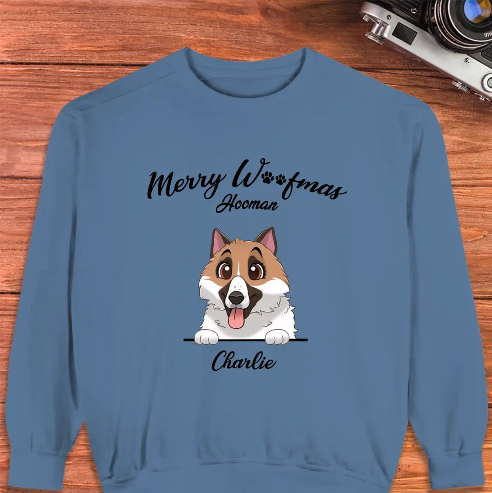 Merry Woofmas Hooman - Custom Name - Personalized Gifts For Dog Lovers - T-shirt