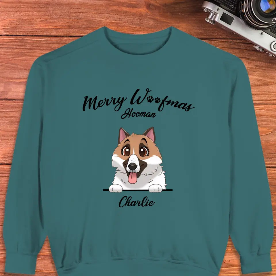 Merry Woofmas Hooman - Custom Name - Personalized Gifts For Dog Lovers - T-shirt