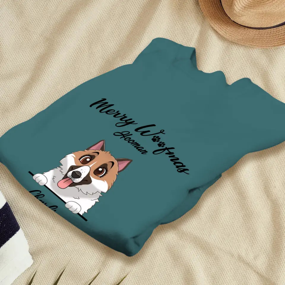 Merry Woofmas Hooman - Custom Name - Personalized Gifts For Dog Lovers - T-shirt