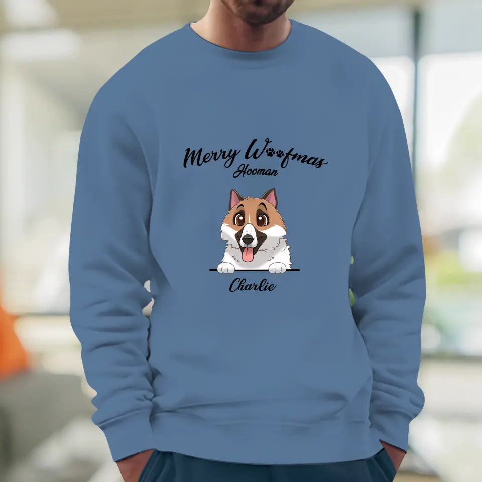 Merry Woofmas Hooman - Custom Name - Personalized Gifts For Dog Lovers - Sweater