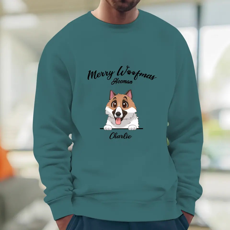 Merry Woofmas Hooman - Custom Name - Personalized Gifts For Dog Lovers - T-shirt