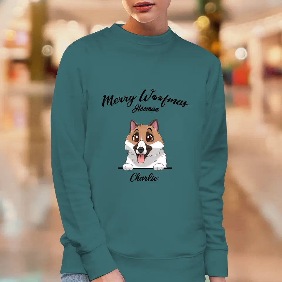 Merry Woofmas Hooman - Custom Name - Personalized Gifts For Dog Lovers - T-shirt