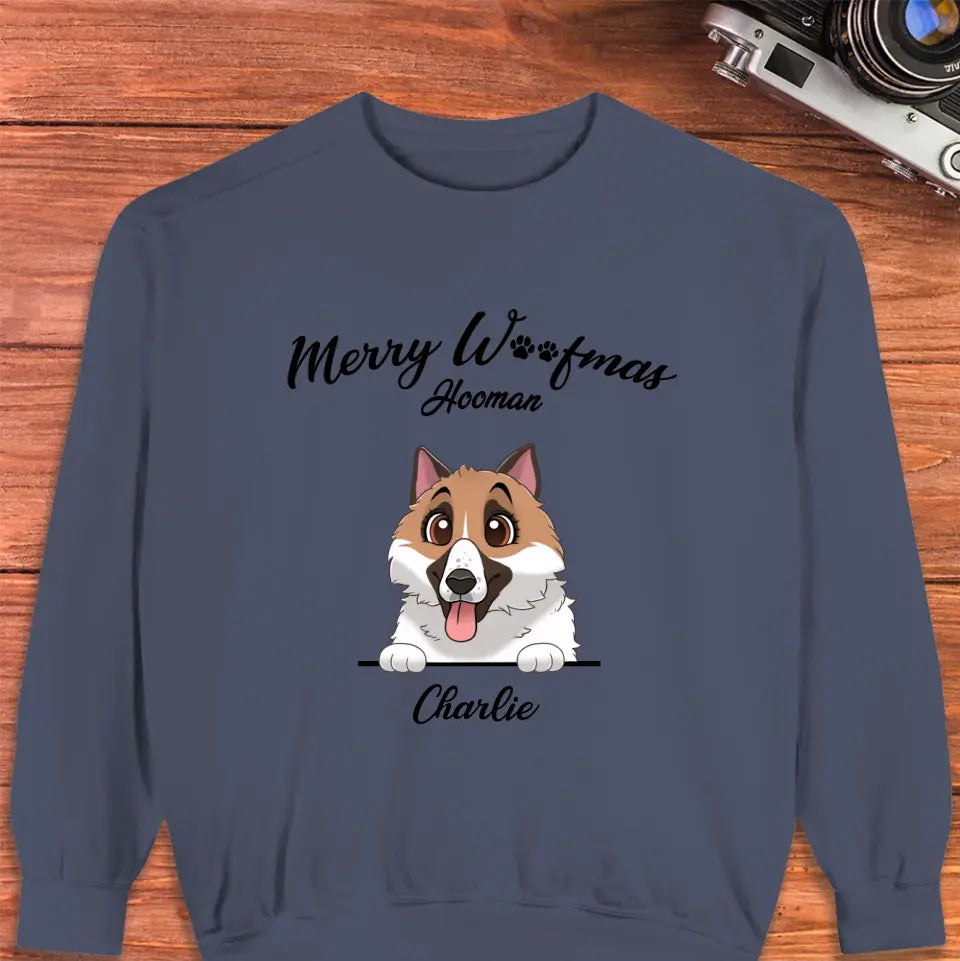 Merry Woofmas Hooman - Custom Name - Personalized Gifts For Dog Lovers - T-shirt