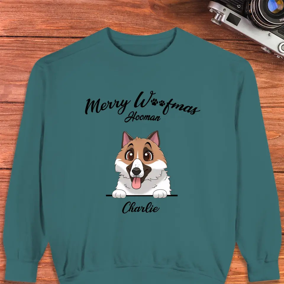 Merry Woofmas Hooman - Custom Name - Personalized Gifts  For Dog Lovers - Hoodie