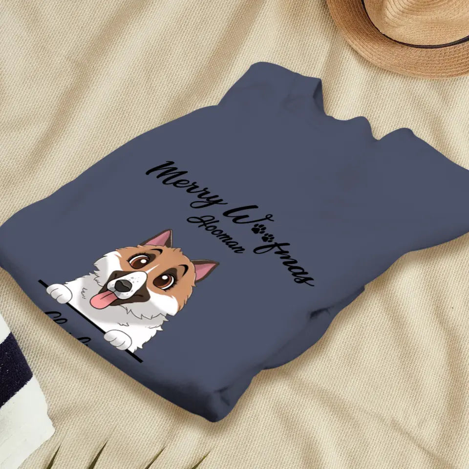 Merry Woofmas Hooman - Custom Name - Personalized Gifts For Dog Lovers - T-shirt