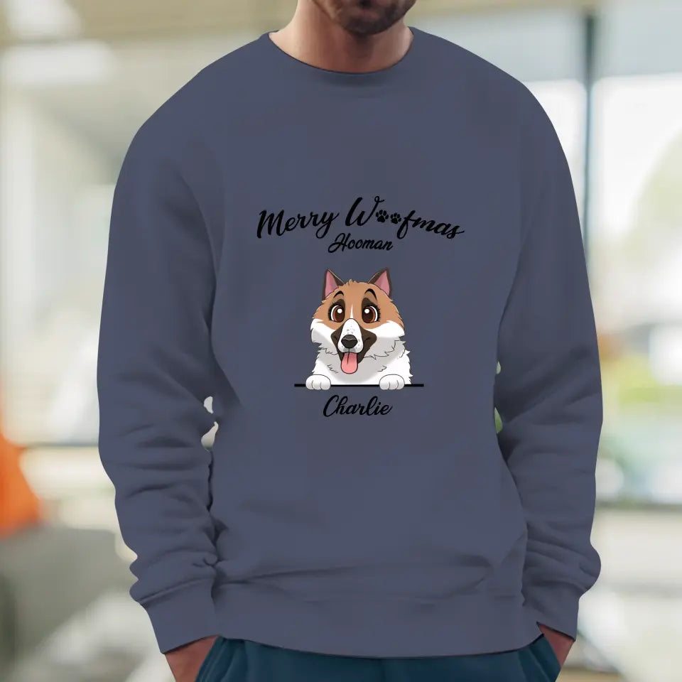 Merry Woofmas Hooman - Custom Name - Personalized Gifts For Dog Lovers - T-shirt