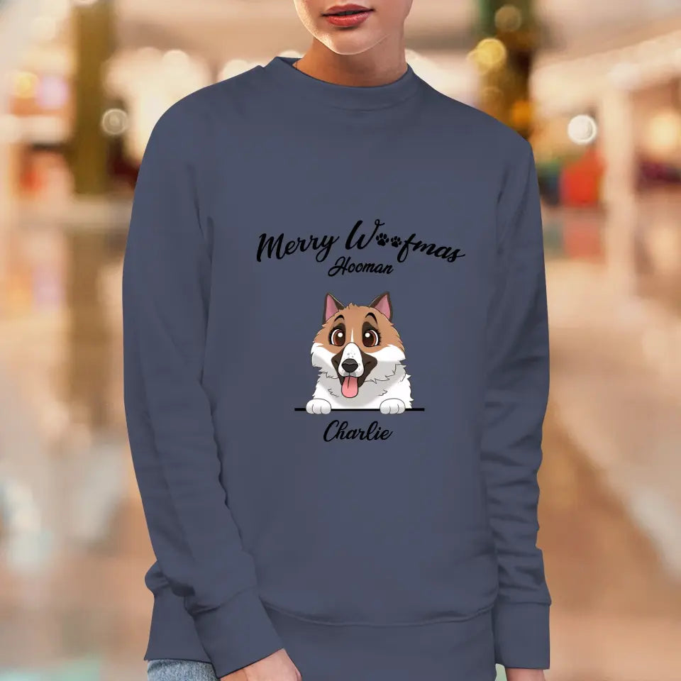 Merry Woofmas Hooman - Custom Name - Personalized Gifts For Dog Lovers - T-shirt