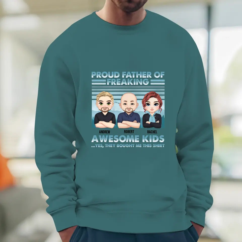 Proud Father Of Freaking Kids - Custom Quote - Personalized Gifts For Dad - Family Sweater