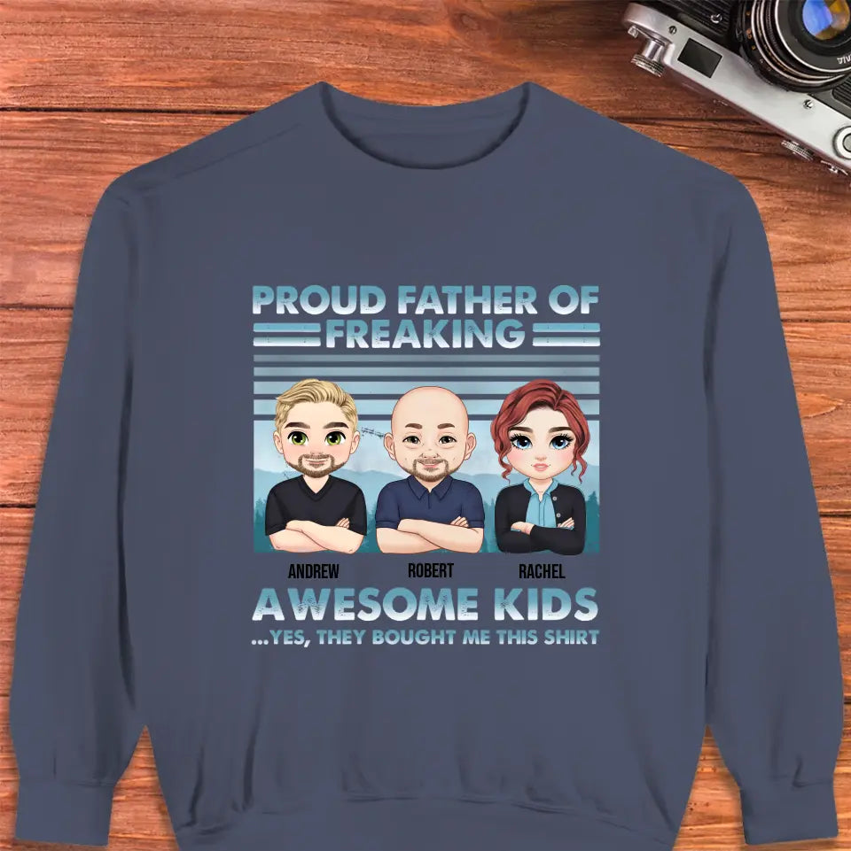 Proud Father Of Freaking Kids - Custom Quote - Personalized Gifts For Dad - Family Sweater