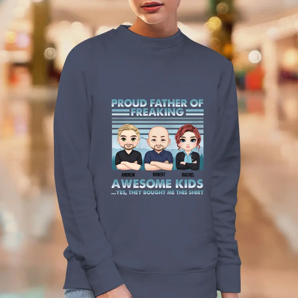 Proud Father Of Freaking Kids - Custom Quote - Personalized Gifts For Dad - Family Sweater