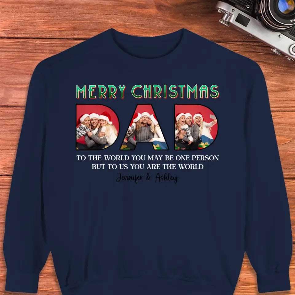 Merry Christmas Daddy - Custom Photo - Personalized Gifts For Dad - T-shirt