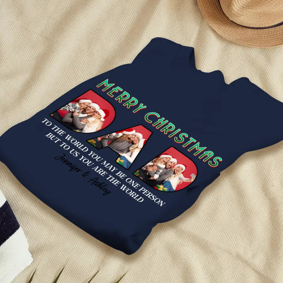 Merry Christmas Daddy - Custom Photo - Personalized Gifts For Dad - T-shirt