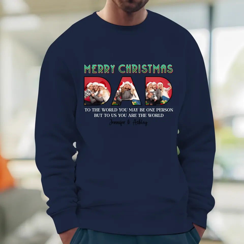 Merry Christmas Daddy - Custom Photo - Personalized Gifts For Dad - T-shirt