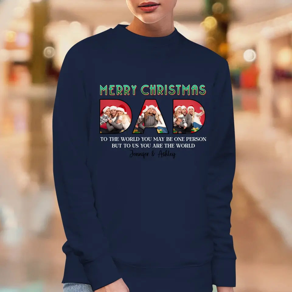 Merry Christmas Daddy - Custom Photo - Personalized Gifts For Dad - T-shirt