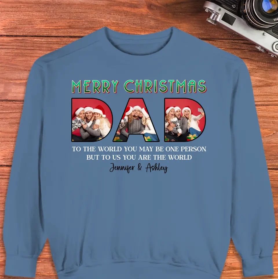 Merry Christmas Daddy - Custom Photo - Personalized Gifts For Dad - T-shirt