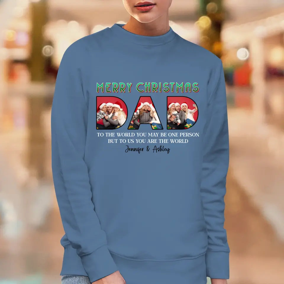 Merry Christmas Daddy - Custom Photo - Personalized Gifts For Dad - T-shirt