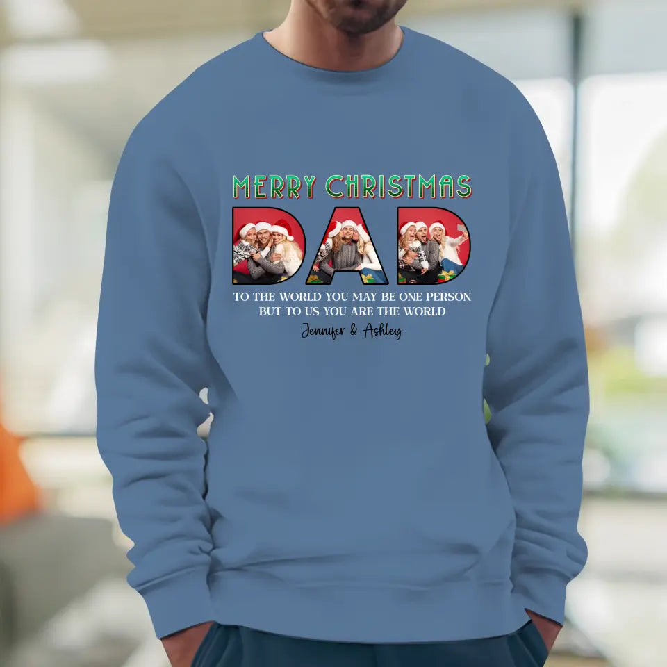 Merry Christmas Daddy - Custom Photo - Personalized Gifts For Dad - T-shirt