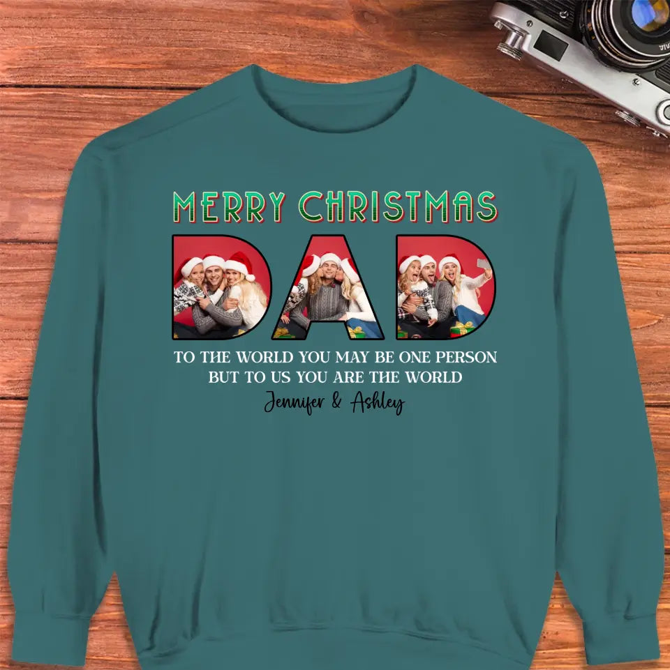 Merry Christmas Daddy - Custom Photo - Personalized Gifts For Dad - T-shirt