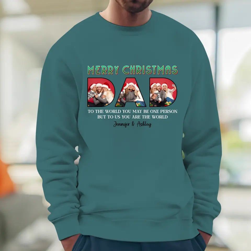 Merry Christmas Daddy - Custom Photo - Personalized Gifts For Dad - T-shirt