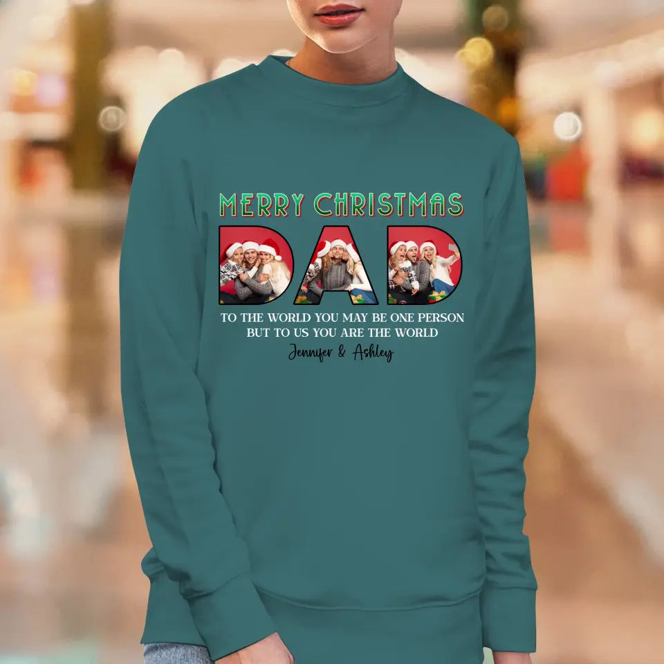 Merry Christmas Daddy - Custom Photo - Personalized Gifts For Dad - T-shirt