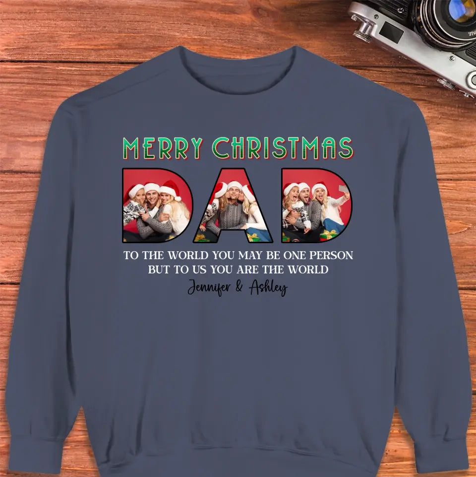 Merry Christmas Daddy - Custom Photo - Personalized Gifts For Dad - T-shirt