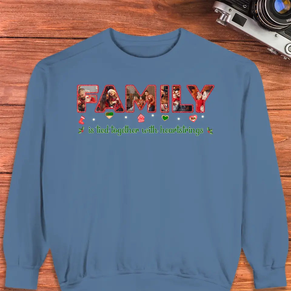 Family Is Tied Together With Heartstrings - Custom Photo - Personalized Gifts For Family - T-shirt