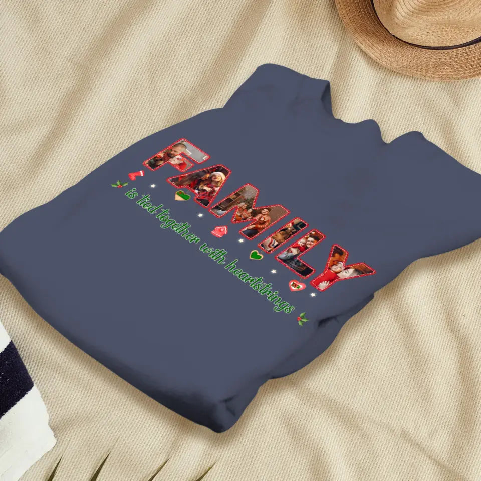 Family Is Tied With Heartstrings - Custom Photo - Personalized Gifts For Family - Family Sweater