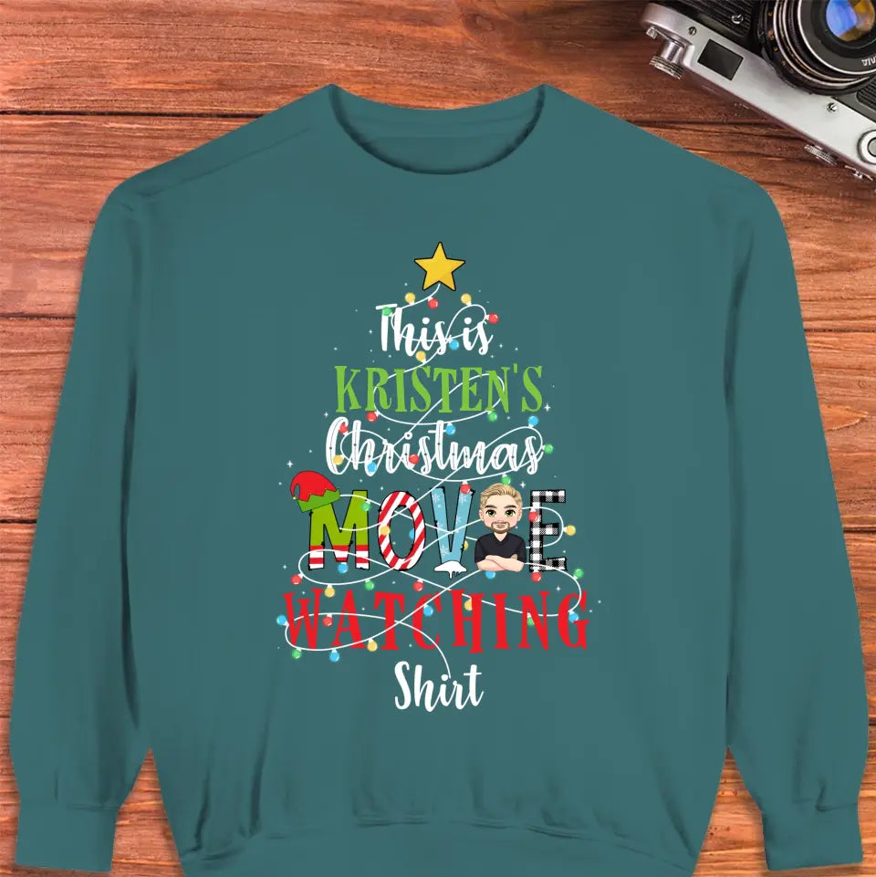 This Is My Christmas Movie Watching Shirt -  Custom Name - Personalized Gifts For Family - Sweater