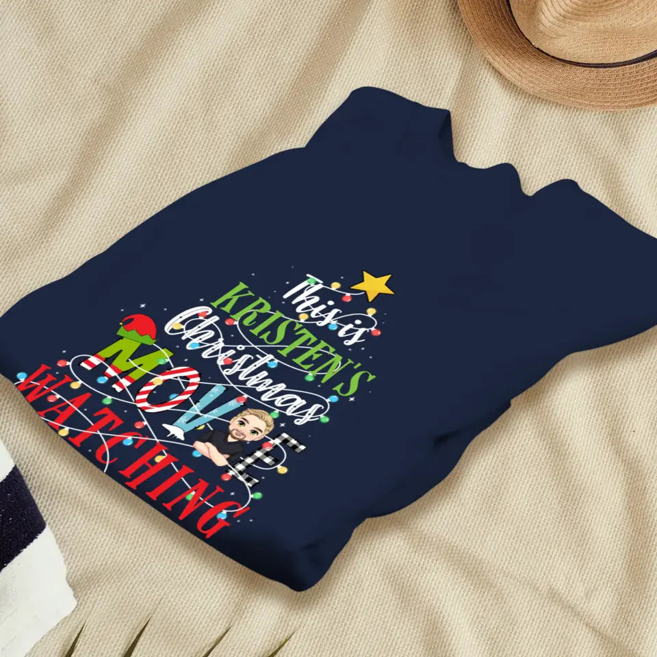 This Is My Christmas Movie Watching Shirt -  Custom Name - Personalized Gifts For Family - Hoodie