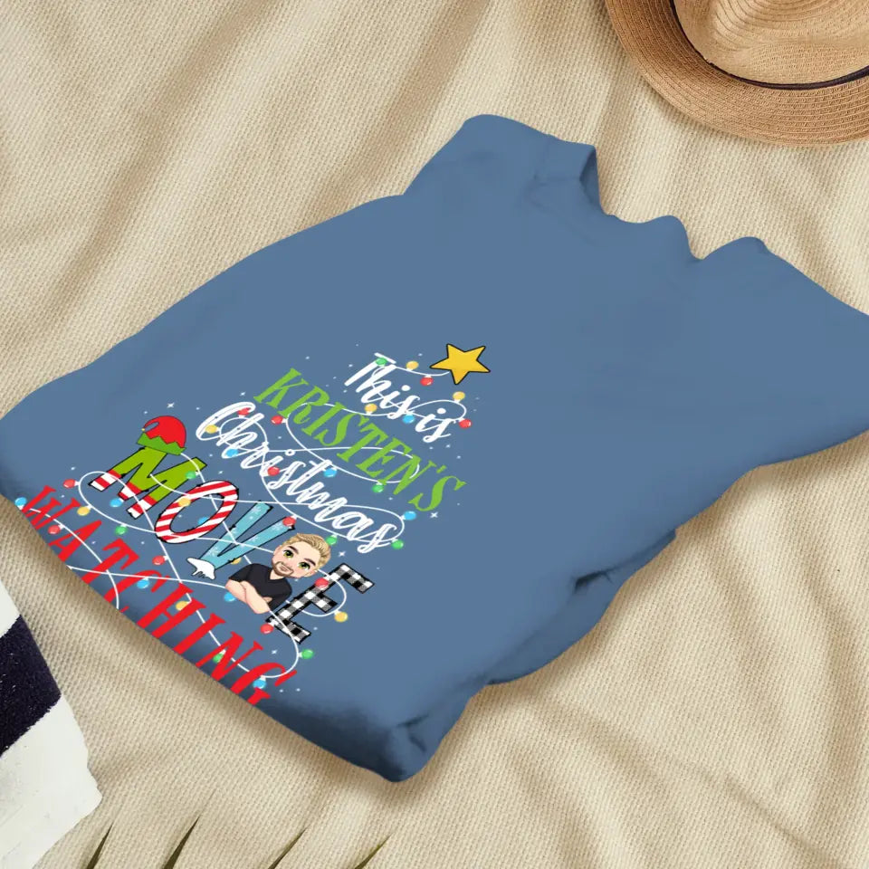 This Is My Christmas Movie Watching Shirt -  Custom Name - Personalized Gifts For Family - Hoodie