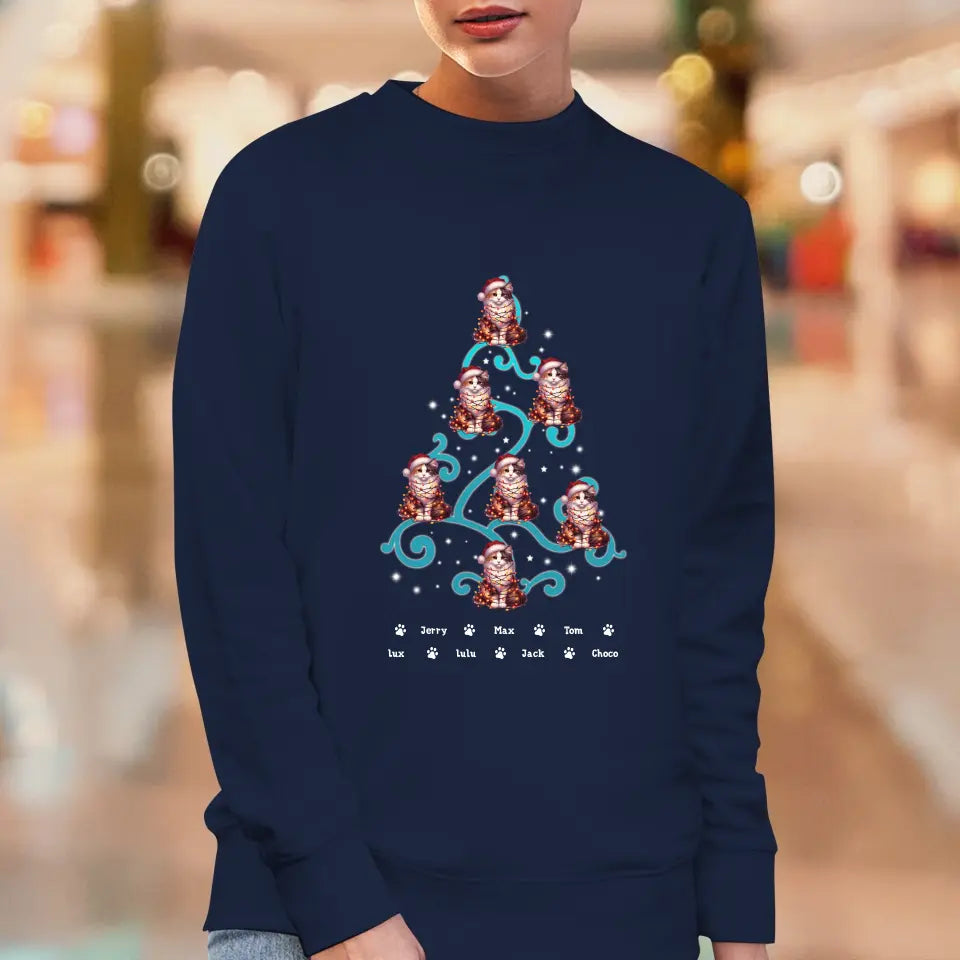 Cat Christmas Tree - Custom Name - Personalized Gifts For Cat Lovers - T-shirt