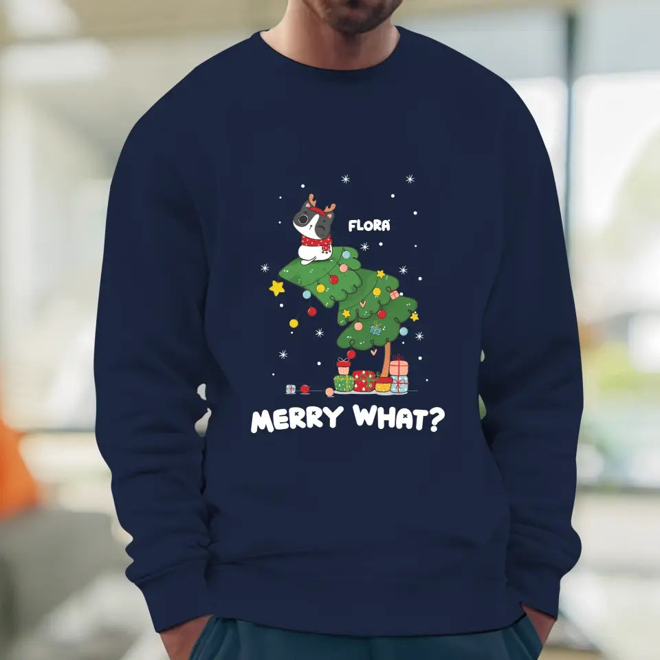 Merry What? - Custom Name - Personalized Gifts for Cat Lovers - Sweater